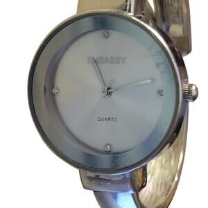 Embassy Ladies Cuff Watch Silver toned throughout Classic Minimalist Elegant